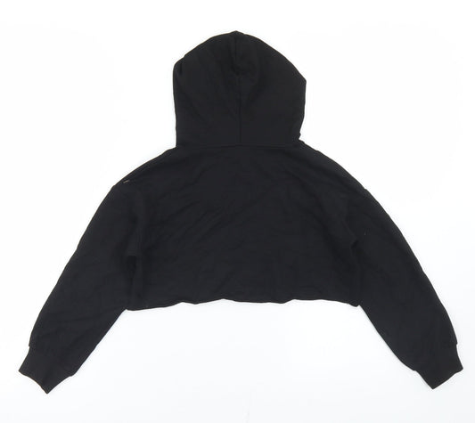 SheIn Girls Black Cotton Pullover Hoodie Size 6 Years - Cropped