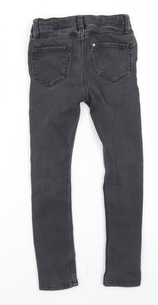&Denim Girls Black Cotton Skinny Jeans Size 5-6 Years Regular Snap