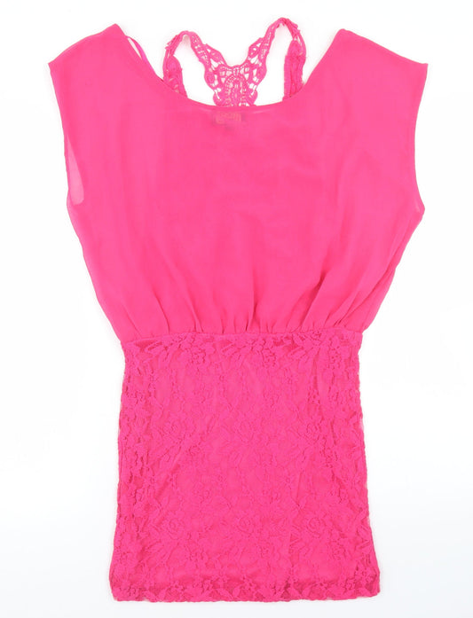 Tokyo Doll Womens Pink Polyester Pencil Dress Size 12 Round Neck