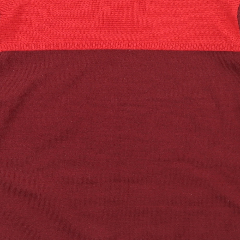 Classic Womens Red Crew Neck Acrylic Pullover Jumper Size 12