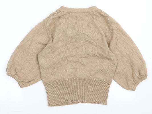 Warehouse Womens Brown Round Neck Viscose Cape Jumper Size 12