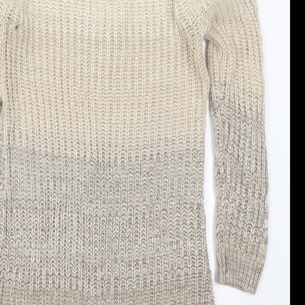 Peacocks Womens Beige Round Neck Acrylic Pullover Jumper Size S