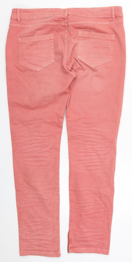 La Redoute Womens Pink Cotton Skinny Jeans Size 14 L30 in Regular Button