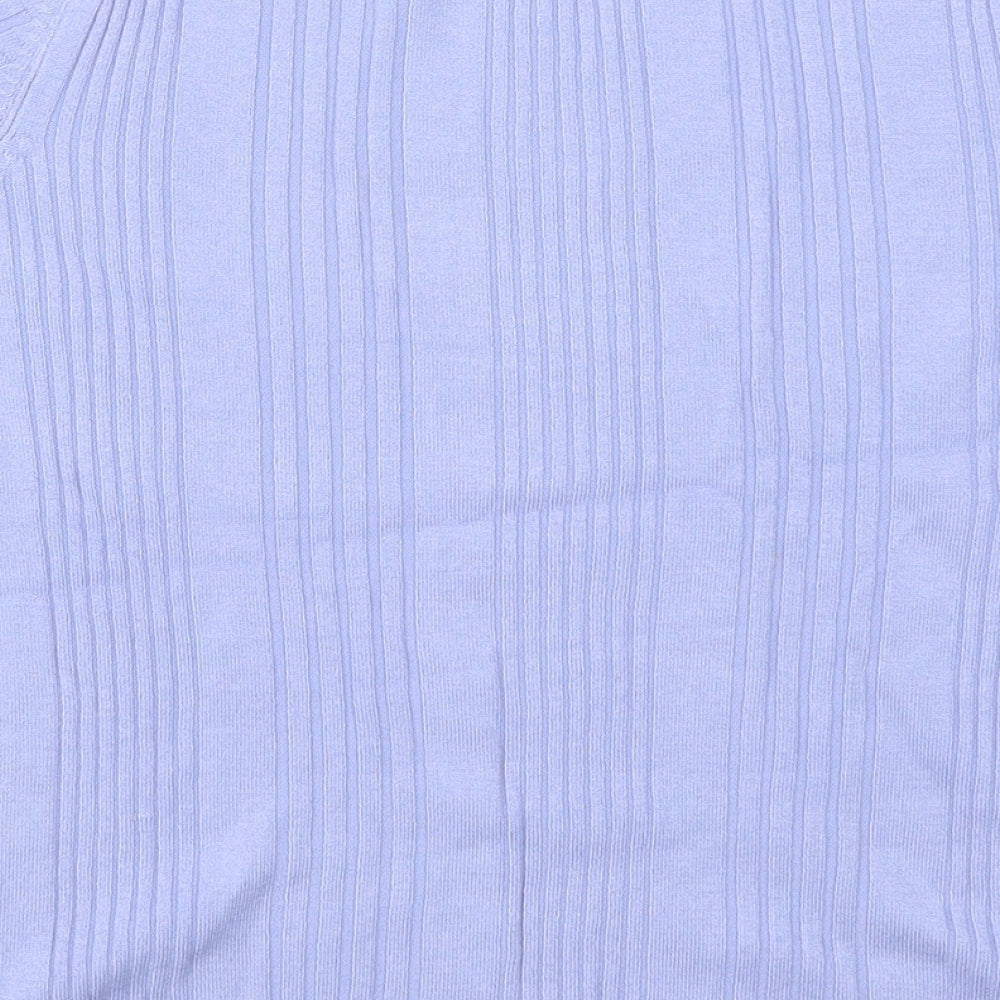 Marks and Spencer Womens Blue Crew Neck Viscose Pullover Jumper Size 14