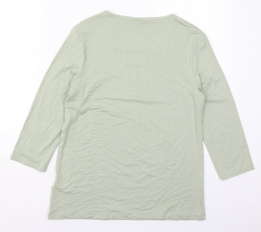 Damart Womens Green Viscose Basic T-Shirt Size 10 Round Neck
