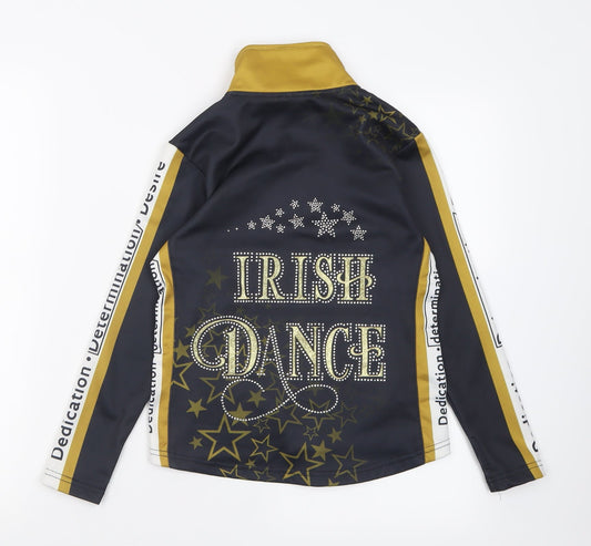 Dimensions Girls Black Geometric Polyester Full Zip Sweatshirt Size 8 Years Zip - irish dance