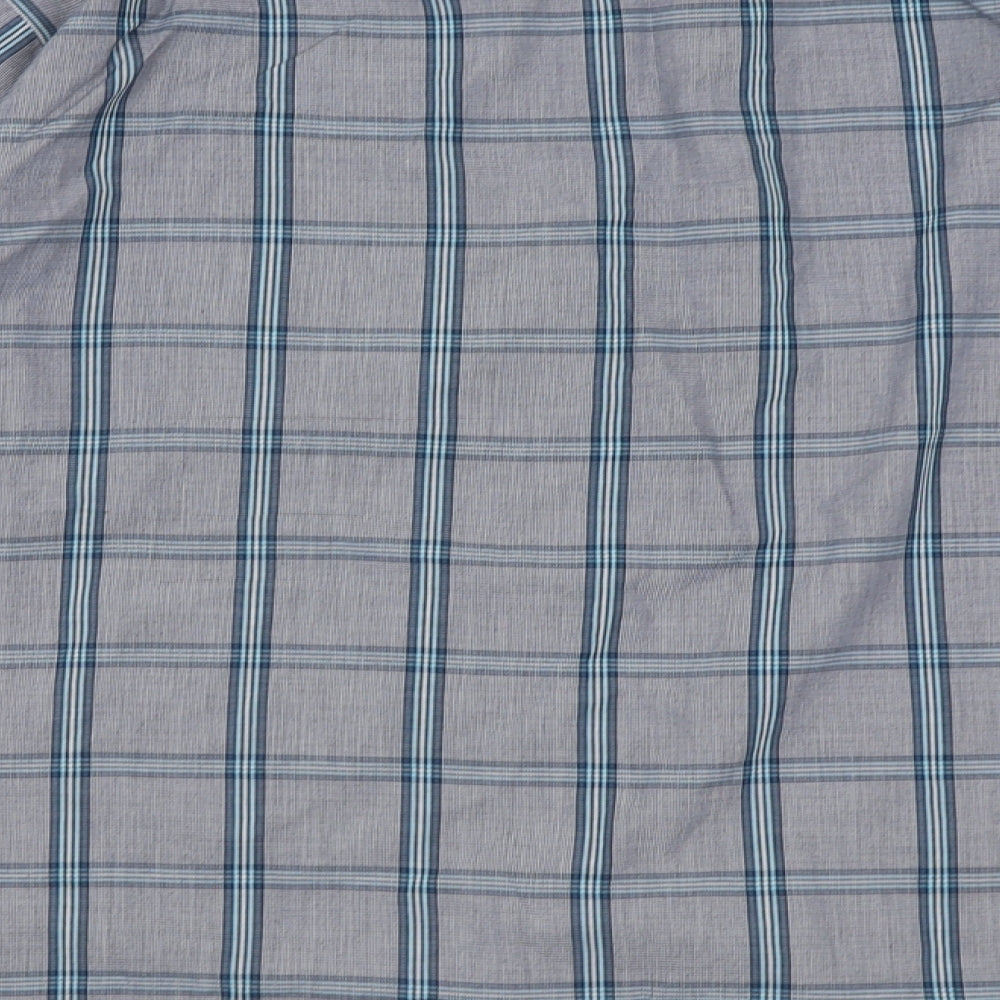 Marks and Spencer Mens Grey Check Polyester Button-Up Size XL V-Neck Button