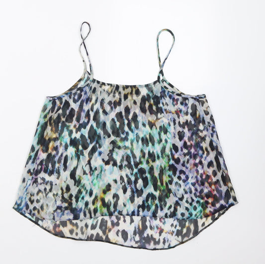 Topshop Womens Multicoloured Animal Print Polyester Basic Tank Size 8 Scoop Neck