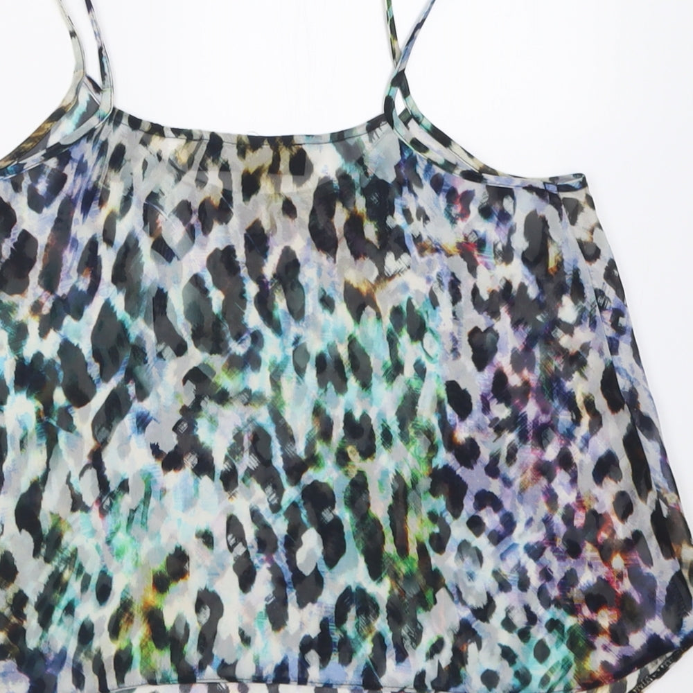 Topshop Womens Multicoloured Animal Print Polyester Basic Tank Size 8 Scoop Neck