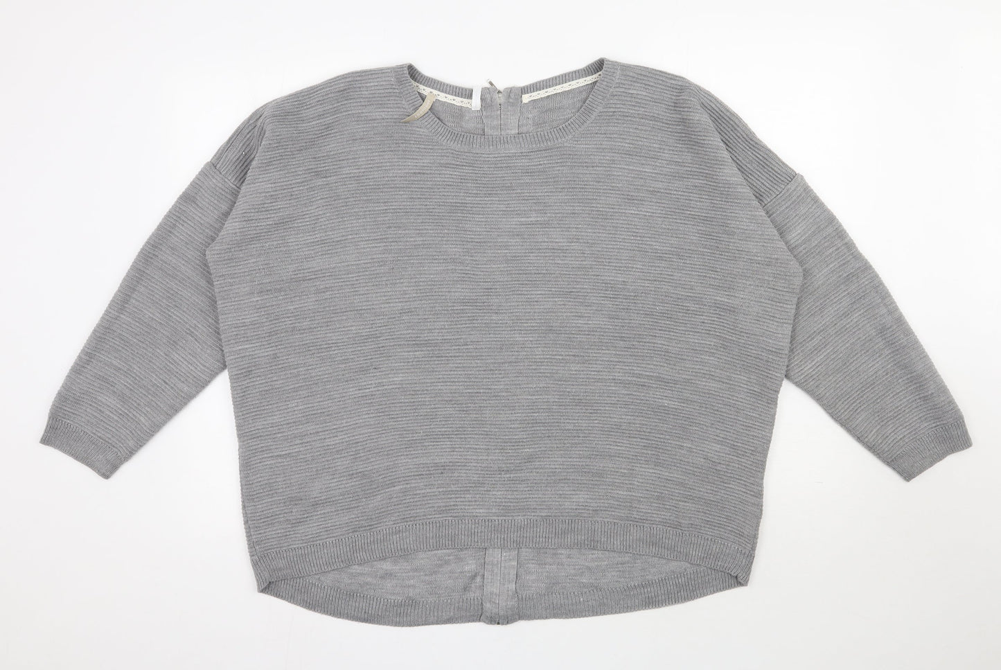 Anthology Womens Grey Scoop Neck Acrylic Pullover Jumper Size 20