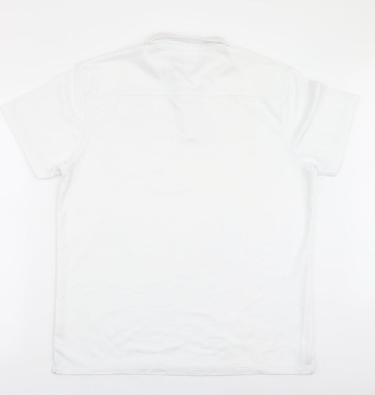 Carabou Mens White Polyester Polo Size XL Collared Button