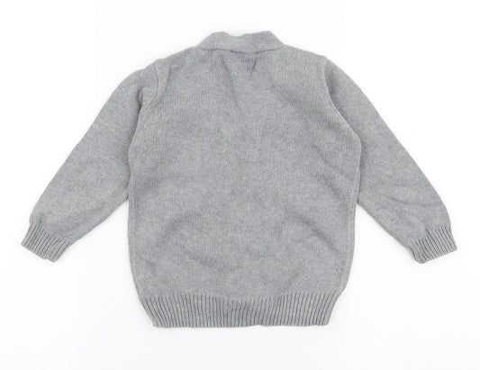 Pointer Boys Grey V-Neck Polyester Cardigan Jumper Size 2 Years Button