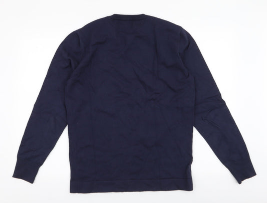 Paul Galvin Mens Blue Round Neck Acrylic Pullover Jumper Size M