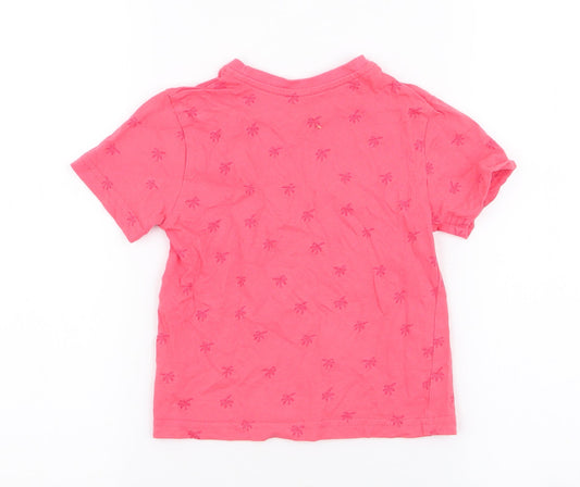 Primark Boys Pink Polyester Jersey T-Shirt Size 2-3 Years Round Neck Pullover - Palm Trees
