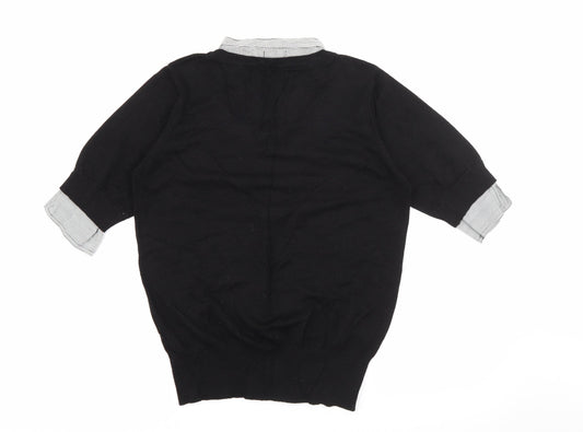 Sevenhill Womens Black Collared Viscose Pullover Jumper Size XL