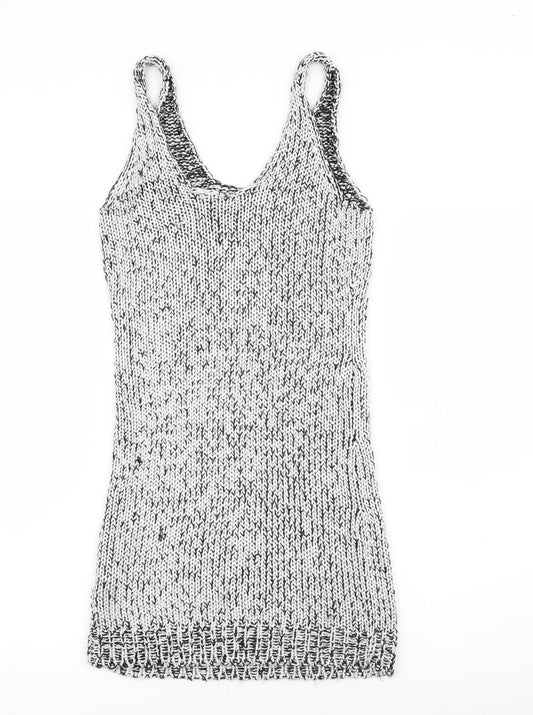 H&M Womens Silver Viscose Bodycon Size 10 Scoop Neck - Sparkle