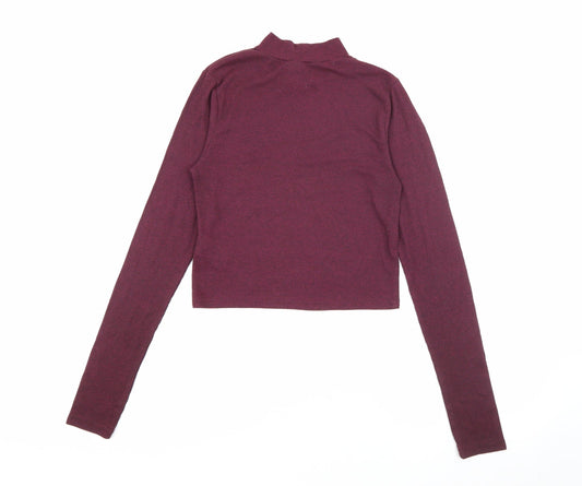 H&M Womens Purple High Neck Polyester Pullover Jumper Size S