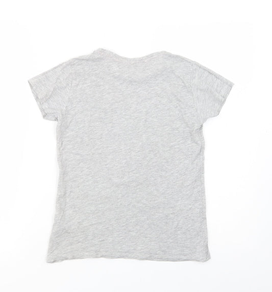Pep & Co Girls Grey Cotton Pullover T-Shirt Size 10-11 Years Crew Neck Pullover - Queen of Sass