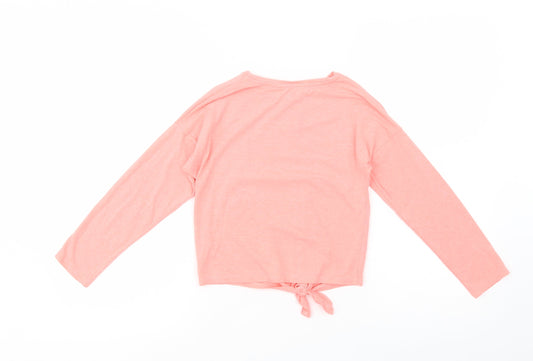 H&M Girls Pink Cotton Pullover T-Shirt Size 6-7 Years Crew Neck Pullover - Ballet