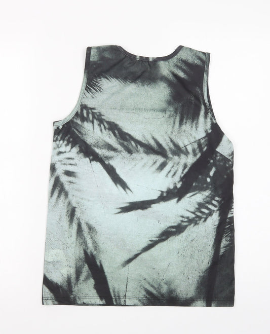Primark Girls Green Floral Polyester Pullover Tank Size 10-11 Years Crew Neck Pullover - Palm Trees