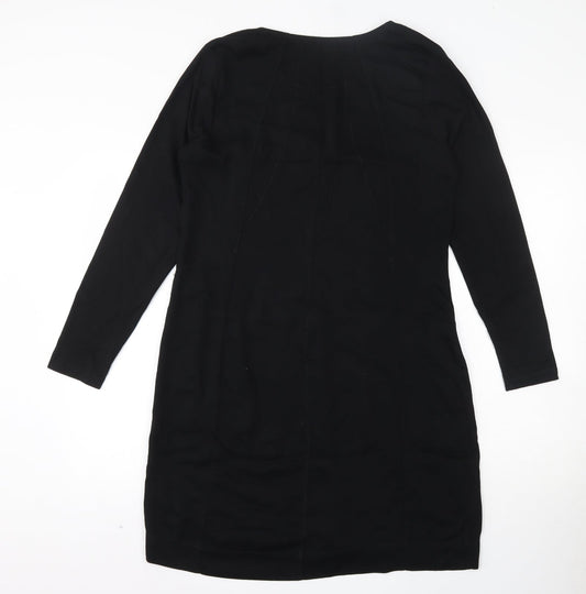 Sandwich Womens Black Viscose Skater Dress Size 38 Round Neck