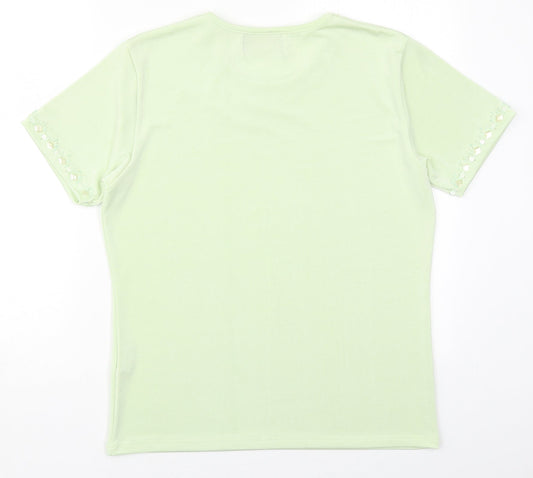 Casadella Womens Green Polyester Basic T-Shirt One Size Crew Neck