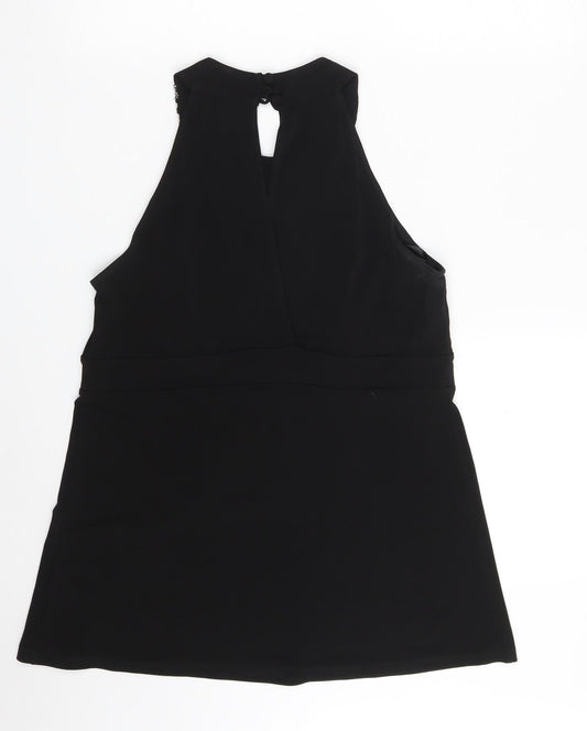 Debenhams Womens Black Polyester A-Line Size 14 Round Neck