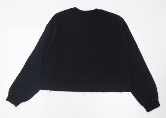 River Island Womens Black Cotton Pullover Sweatshirt Size S Pullover - Cropped