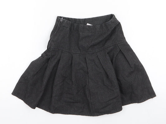 NEXT Girls Grey Polyester Skater Skirt Size 6 Years Regular Zip