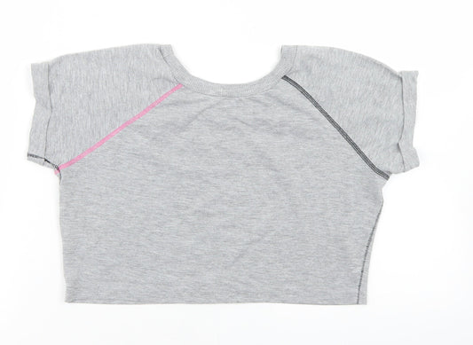 Dunnes Stores Girls Grey Polyester Cropped T-Shirt Size 10 Years Crew Neck - Love