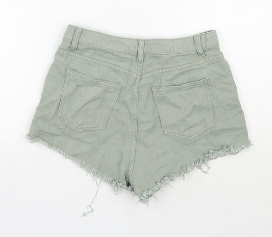 SheIn Womens Green Cotton Hot Pants Shorts Size S L3 in Regular Zip