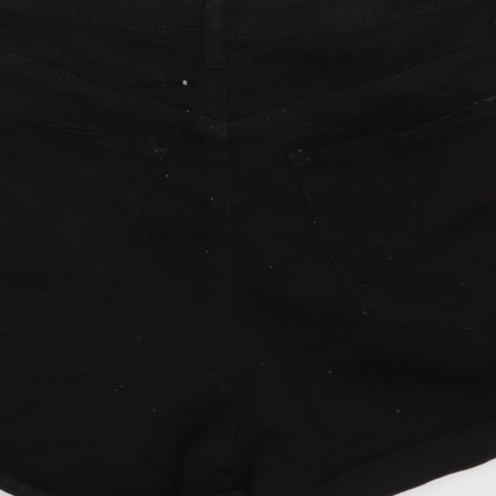 SheIn Womens Black Cotton Mom Shorts Size 10 L3 in Regular Zip