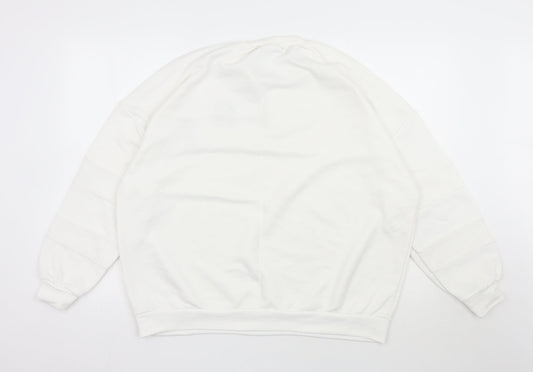 Suffle Womens White Polyester Pullover Sweatshirt Size L Pullover