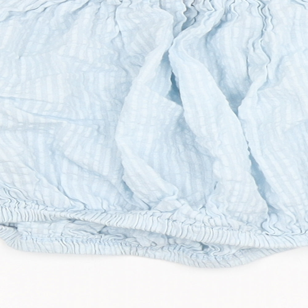 South Beach Womens Blue 100% Cotton Cropped Blouse Size M Off the Shoulder