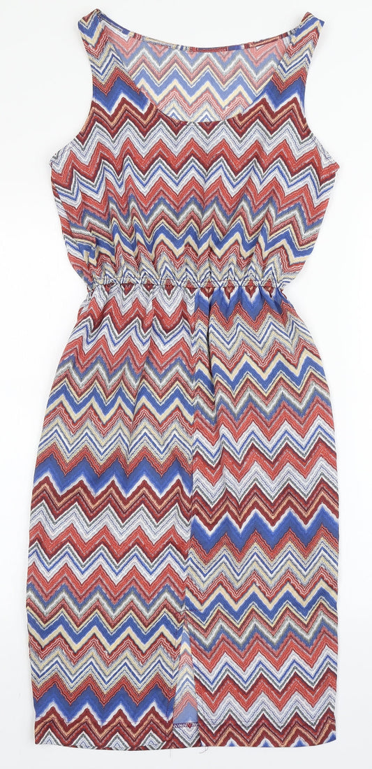 River Island Womens Multicoloured Polyester Sheath Size 8 Roll Neck Pullover