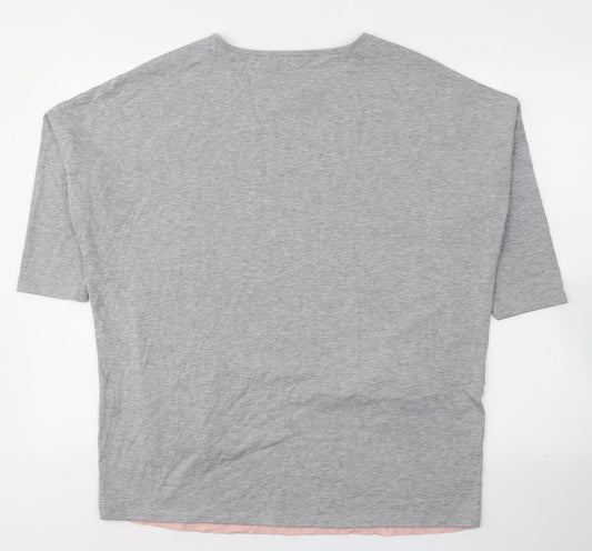 Gallery Womens Grey Colourblock Polyester Blouse Size M Round Neck