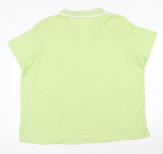BM Casual Mens Green 100% Cotton Polo Size XL Collared Button