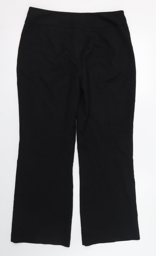 NEXT Womens Black Polyester Trousers Size 10 L28 in Regular Zip