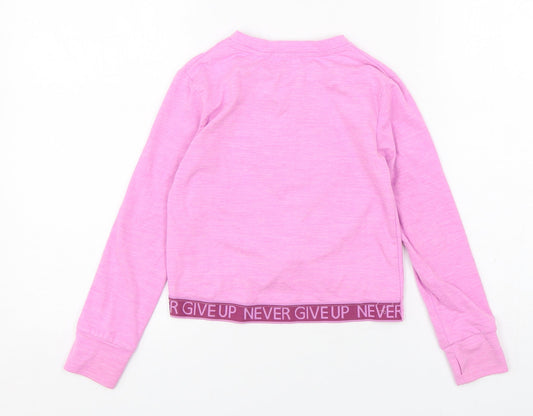 Dunnes Stores Girls Purple Polyester Basic T-Shirt Size 6-7 Years Round Neck Pullover