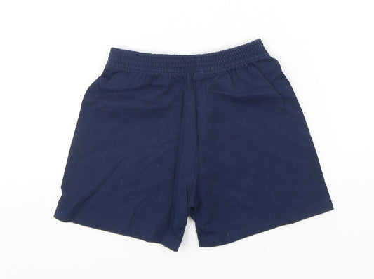 Rabbit Skins Boys Blue Cotton Sweat Shorts Size 4 Years Regular Drawstring