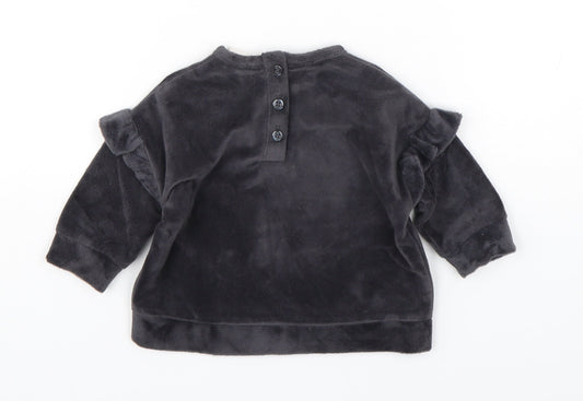 Disney Baby Girls Grey Polyester Pullover Jumper Size 0-3 Months Pullover - Minnie Mouse