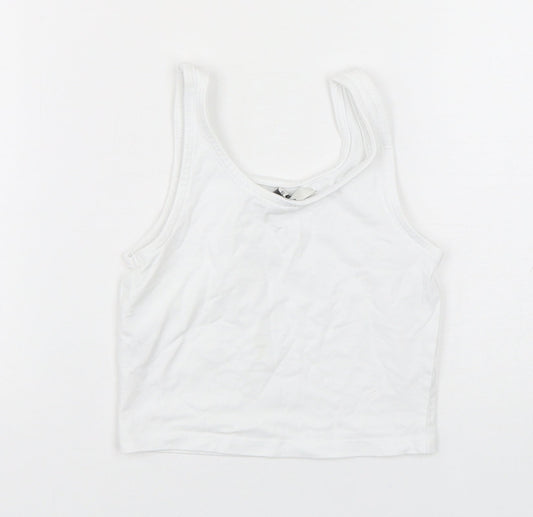 George Girls White Cotton Cropped Tank Size 5-6 Years Round Neck Pullover