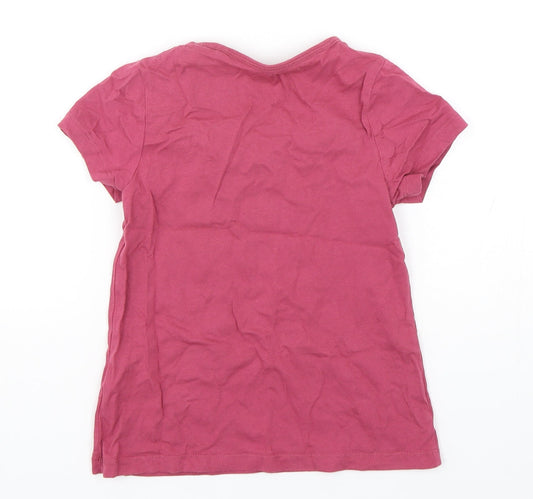 Lupilu Girls Purple Cotton Basic T-Shirt Size 5-6 Years Round Neck Pullover