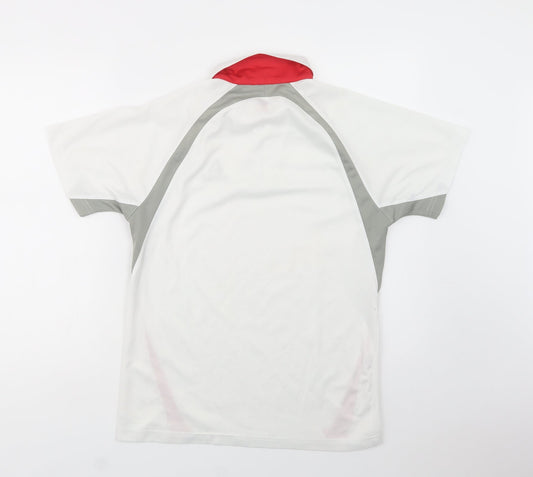 Ashaway Mens White Colourblock Polyester Polo Size S Collared Zip