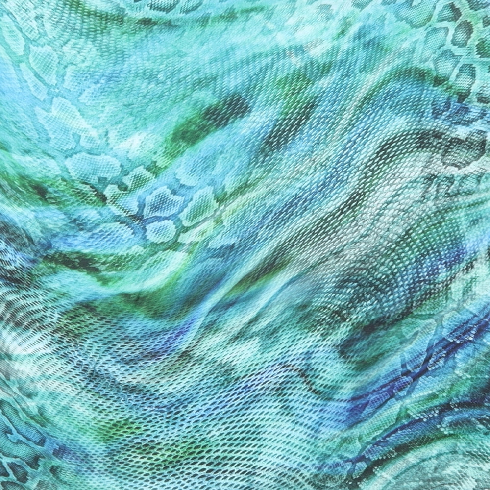 Klass Womens Green Animal Print Polyester Basic Blouse Size L Crew Neck