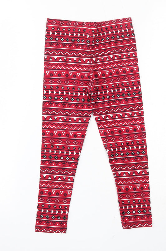 St Bernard for Dunnes stores Girls Red Geometric Cotton Jogger Trousers Regular - Leggings