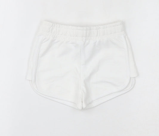 Dunes Girls White Cotton Sweat Shorts Size 5 Years Regular Drawstring