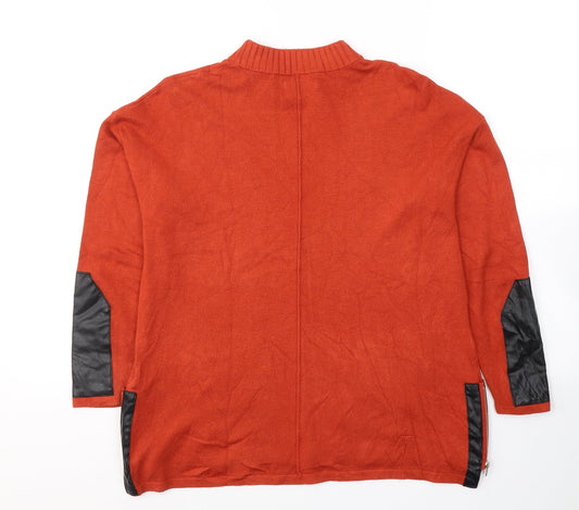 Md'm Womens Orange Viscose Basic Blouse Size 10 Round Neck