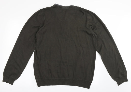 North Coast Mens Green Round Neck Polyester Pullover Jumper Size L