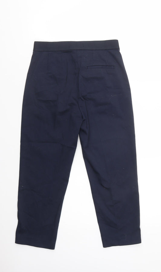 Marks Womens Blue Cotton Dress Pants Trousers Size 8 L24 in Regular Button
